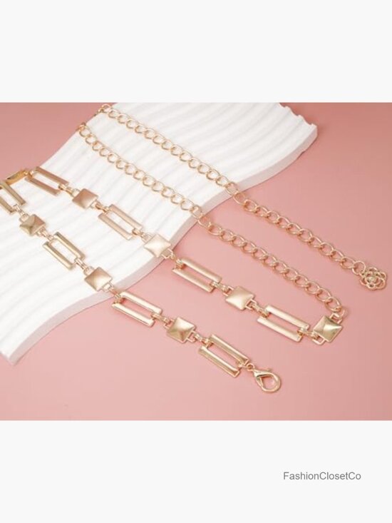 Metal Waist Chain Adjustable Chain Belts for Women Accent Belt